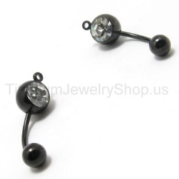 Schwarze Mini-Ohrringe Aus Titan Mit Eingelegten Diamanten