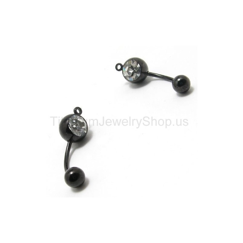 Schwarze Mini-Ohrringe Aus Titan Mit Eingelegten Diamanten Schwarze Mini-Ohrringe Aus Titan Mit Eingelegten Diamanten