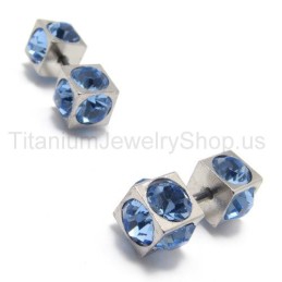 Boxen Titan Inlayed Blue Diamond Ohrringe