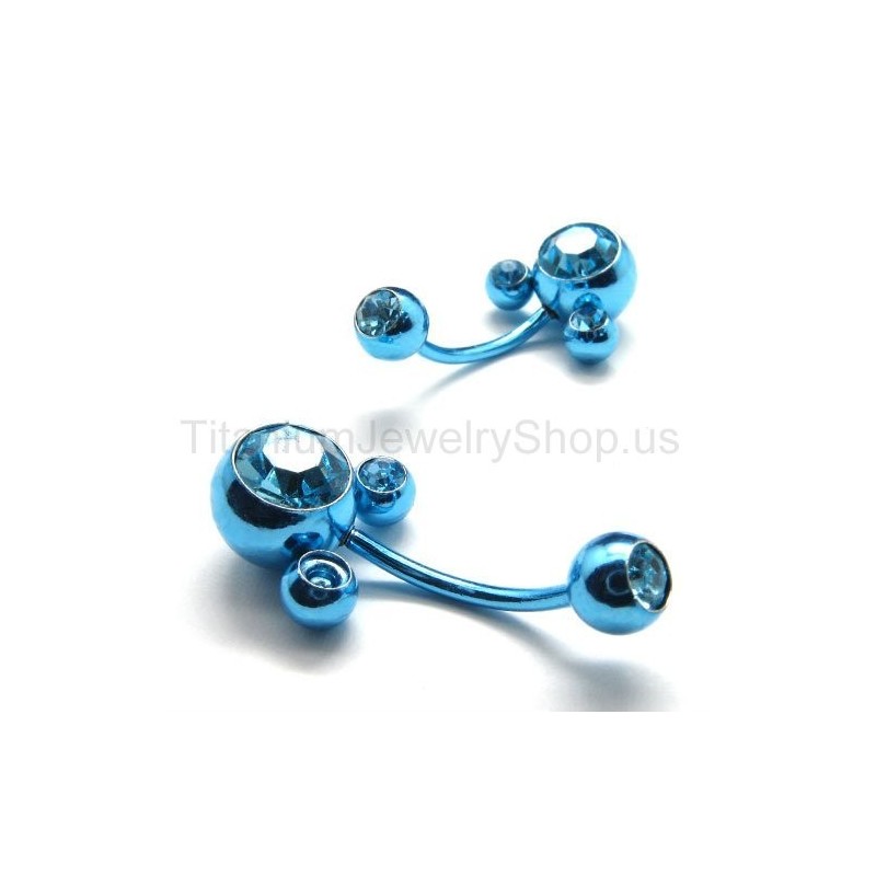 Blaue Blumen-Ohrringe Aus Titan Mit Eingelegten Diamanten Blaue Blumen-Ohrringe Aus Titan Mit Eingelegten Diamanten