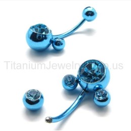 Blaue Blumen-Ohrringe Aus Titan Mit Eingelegten Diamanten
