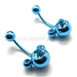 Blaue Blumen-Ohrringe Aus Titan Mit Eingelegten Diamanten