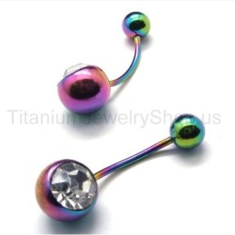 Farbige Mini-Ohrringe Aus Titan Mit Eingelegten Diamanten