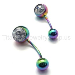 Farbige Mini-Ohrringe Aus Titan Mit Eingelegten Diamanten