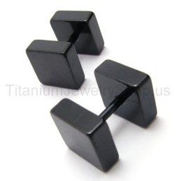 Schwarze Titan-Boxen-Barbell-Ohrringe