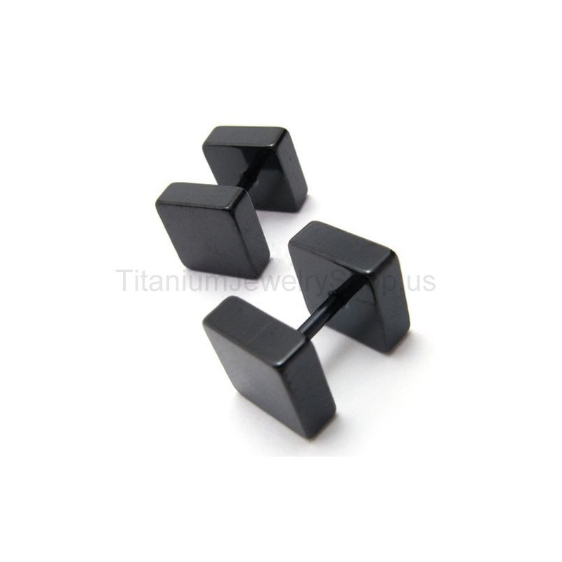 Schwarze Titan-Boxen-Barbell-Ohrringe Schwarze Titan-Boxen-Barbell-Ohrringe