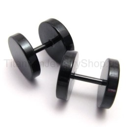 Schwarze Barbell-Ohrringe Aus Titan