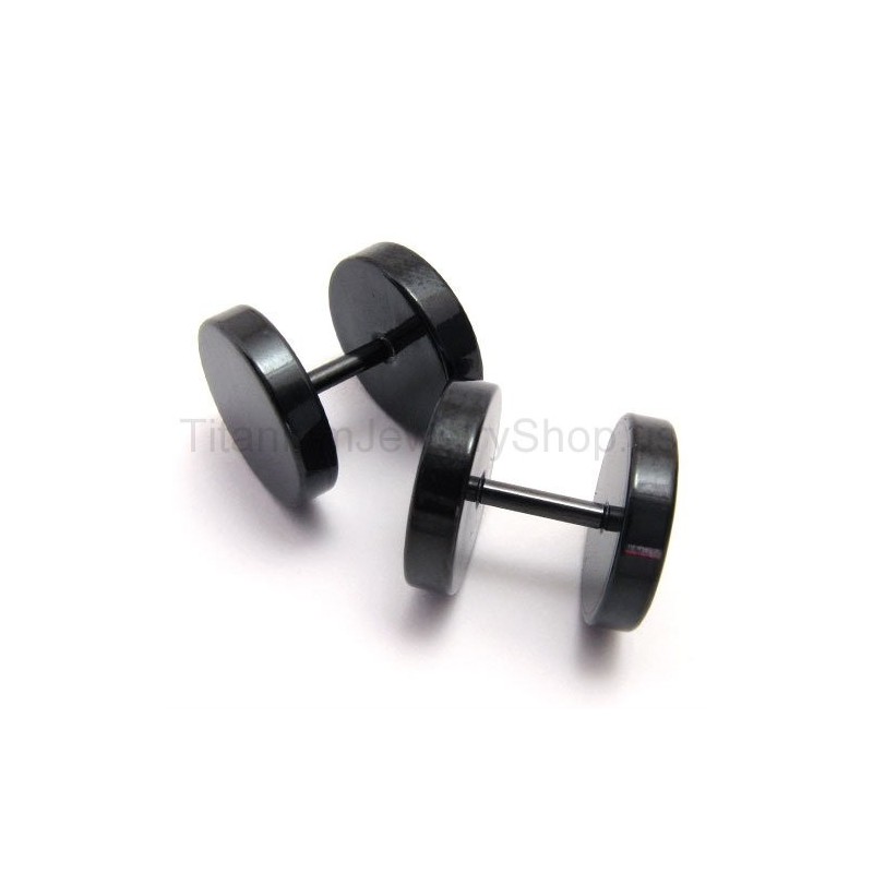 Schwarze Barbell-Ohrringe Aus Titan Schwarze Barbell-Ohrringe Aus Titan