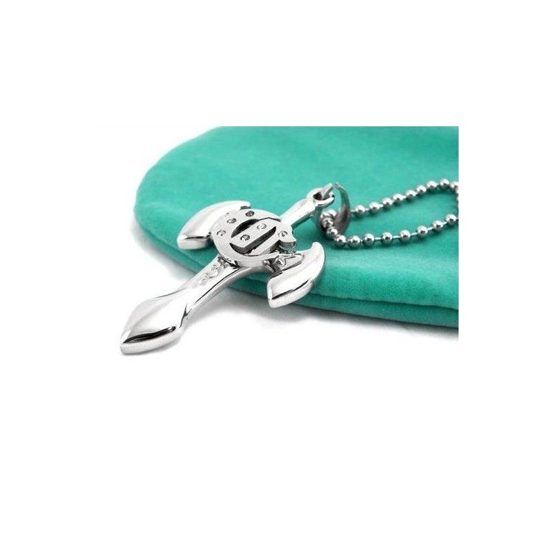 Herren Halskette Mit Anhänger Aus Reinem Titan Mit Schwert Und Kreuz Herren Halskette Mit Anhänger Aus Reinem Titan Mit Schwert Und Kreuz