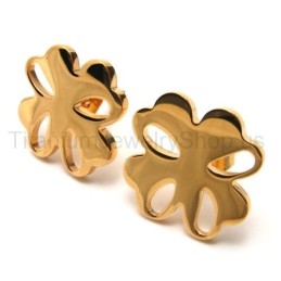Goldene Blumenohrringe Aus Titan