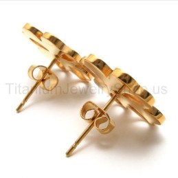 Goldene Blumenohrringe Aus Titan