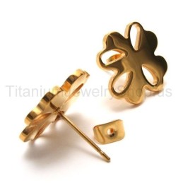 Goldene Blumenohrringe Aus Titan