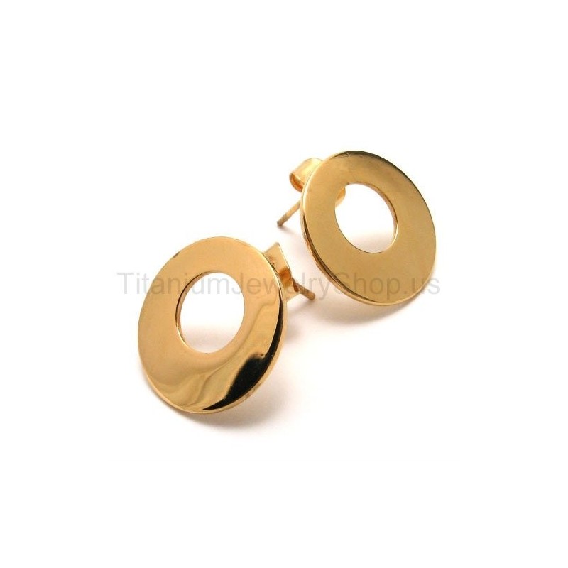 Titan-Ohrringe Mit Goldener Schleife Titan-Ohrringe Mit Goldener Schleife