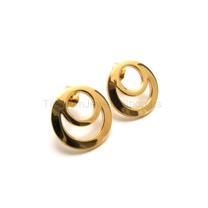 Goldene Titan-Ohrringe Mit Zwei Ösen Goldene Titan-Ohrringe Mit Zwei Ösen