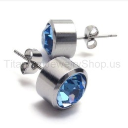 Silberne Tank-Titan-Ohrringe Mit Blauen Diamanten