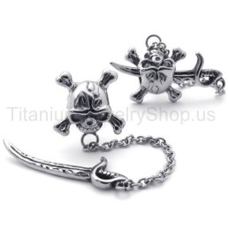 Titanohrringe Mit Schwert Und Totenkopf
