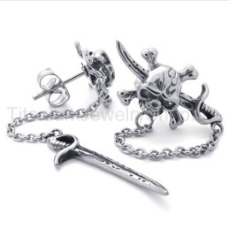Titanohrringe Mit Schwert Und Totenkopf