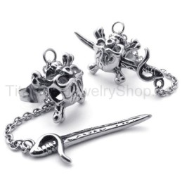 Titanohrringe Mit Schwert Und Totenkopf