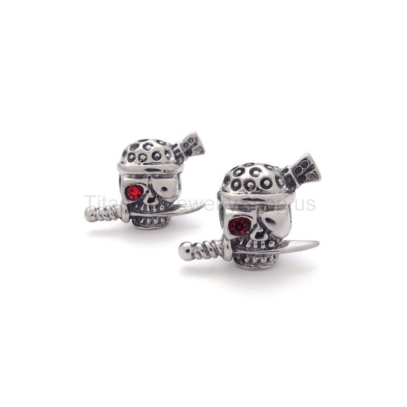 Schwert Und Totenkopf Mit Einem Roten Auge Stitanium Ohrringe Schwert Und Totenkopf Mit Einem Roten Auge Stitanium Ohrringe
