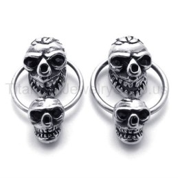 Doppelseitige Totenkopf-Ohrringe Aus Titan