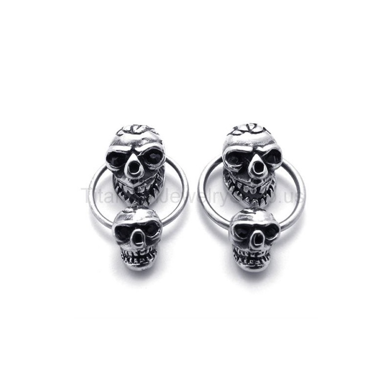 Doppelseitige Totenkopf-Ohrringe Aus Titan Doppelseitige Totenkopf-Ohrringe Aus Titan