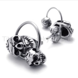 Doppelseitige Totenkopf-Ohrringe Aus Titan