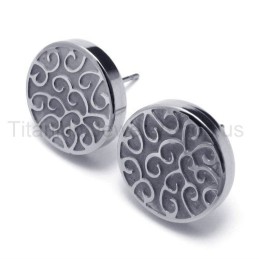 Gravierte Silber-Titan-Ohrringe