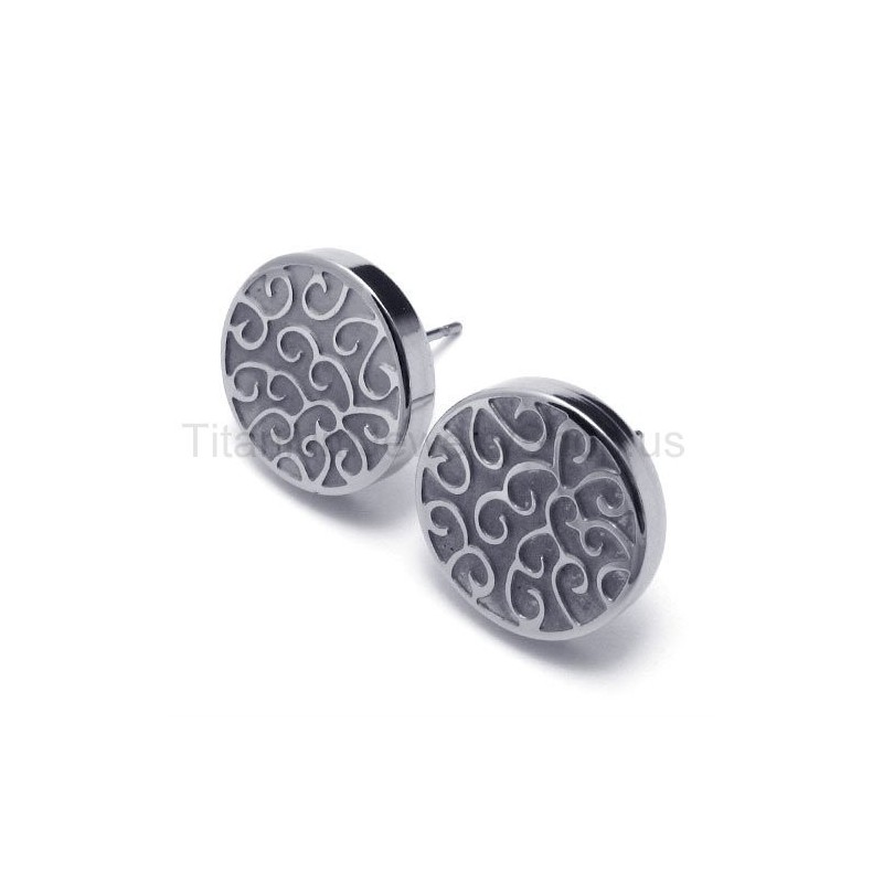 Gravierte Silber-Titan-Ohrringe Gravierte Silber-Titan-Ohrringe