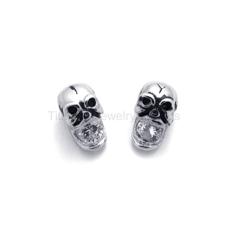 Titan-Ohrringe Mit Eingelegtem Diamant-Totenkopf Titan-Ohrringe Mit Eingelegtem Diamant-Totenkopf