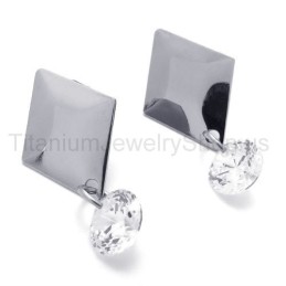 Silber Mit Diamant-Titan-Ohrringen