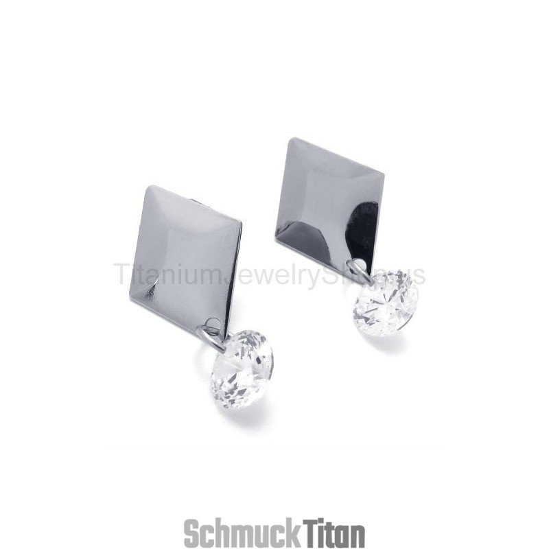 Silber Mit Diamant-Titan-Ohrringen