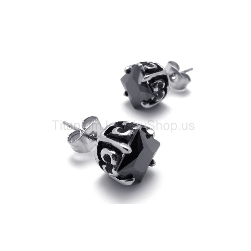Schwarze Retro Bud Titan Ohrringe Schwarze Retro Bud Titan Ohrringe