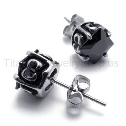 Schwarze Retro Bud Titan Ohrringe