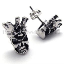 Titan-Ohrringe Mit Totenkopf-Motiv, Weiße Augen