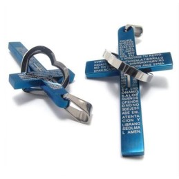 Cool Man Herz Kreuz Bibel Titan Stahl Anhänger (Neu) Blaue Farbe