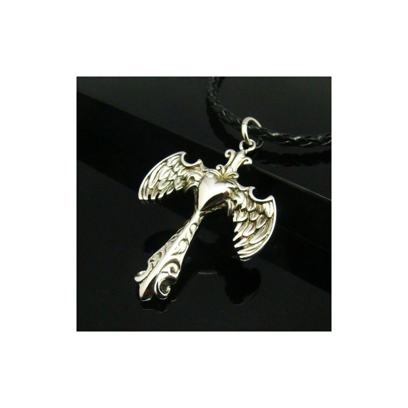 Cool Man Angle Wing Cross Halskette Mit Anhänger Aus Reinem Titan, Geschenk Cool Man Angle Wing Cross Halskette Mit Anhänger Aus Reinem Titan, Geschenk