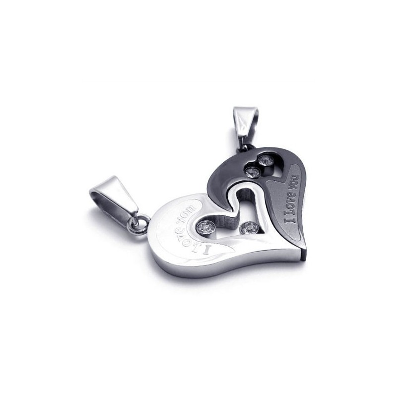 Sweetheart-Anhänger Aus Schwarzem Titan Für Liebhaber Mit Diamanten – Kostenlose Ketten Sweetheart-Anhänger Aus Schwarzem Titan Für Liebhaber Mit Diamanten – Kostenlose Ketten