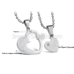 Titan Silber Sweetheart Lovers Anhänger Mit Strass Und Kostenlosen Ketten C600