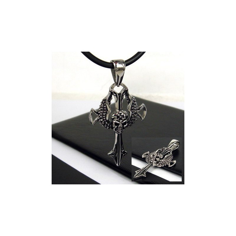Cool Man Totenkopf-Kreuz-Anhänger Aus Reinem Titan, Inkl. Kette Cool Man Totenkopf-Kreuz-Anhänger Aus Reinem Titan, Inkl. Kette