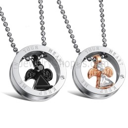 Schwarz-Roségold-Winkel-Anhänger Aus Titan Für Liebhaber Mit Strass Und Kostenlosen Ketten Gx627