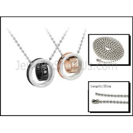 Titan Roségold Und Schwarze Ringe Liebhaber Anhänger Mit Strass Und Kostenlosen Ketten C505