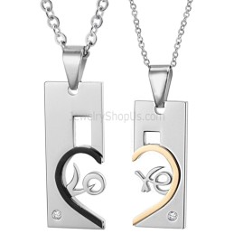 Titan Roségold Und Schwarz Sweetheart "Love" Liebhaber Anhänger Mit Strass Und Kostenlosen Ketten C539
