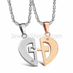 Titan Roségold Und Silber Sweetheart Lovers Anhänger Mit Strasssteinen Und Kostenlosen Ketten C641