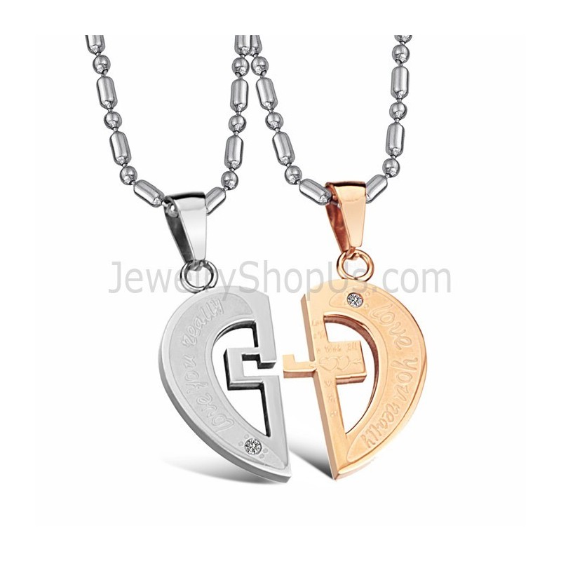 Titan Roségold Und Silber Sweetheart Lovers Anhänger Mit Strasssteinen Und Kostenlosen Ketten C641 Titan Roségold Und Silber Sweetheart Lovers Anhänger Mit Strasssteinen Und Kostenlosen Ketten C641
