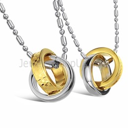 Titan Gold Und Silber Ringe Liebhaber Anhänger Mit Kostenlosen Ketten C643