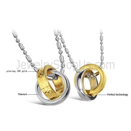 Titan Gold Und Silber Ringe Liebhaber Anhänger Mit Kostenlosen Ketten C643