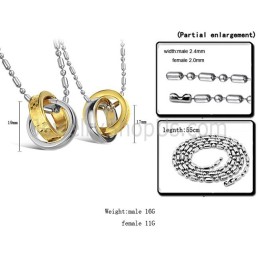 Titan Gold Und Silber Ringe Liebhaber Anhänger Mit Kostenlosen Ketten C643
