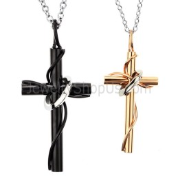 Titan-Anhänger „Kreuz“ In Roségold Und Schwarz Mit Kostenlosen Ketten C521