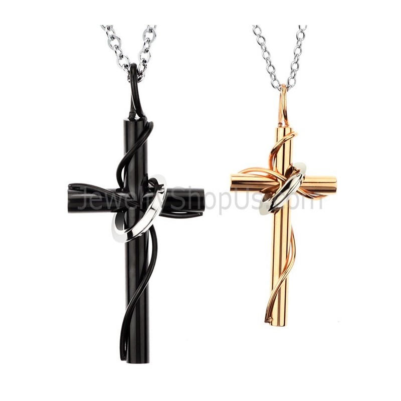 Titan-Anhänger „Kreuz“ In Roségold Und Schwarz Mit Kostenlosen Ketten C521 Titan-Anhänger „Kreuz“ In Roségold Und Schwarz Mit Kostenlosen Ketten C521