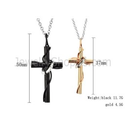 Titan-Anhänger „Kreuz“ In Roségold Und Schwarz Mit Kostenlosen Ketten C521